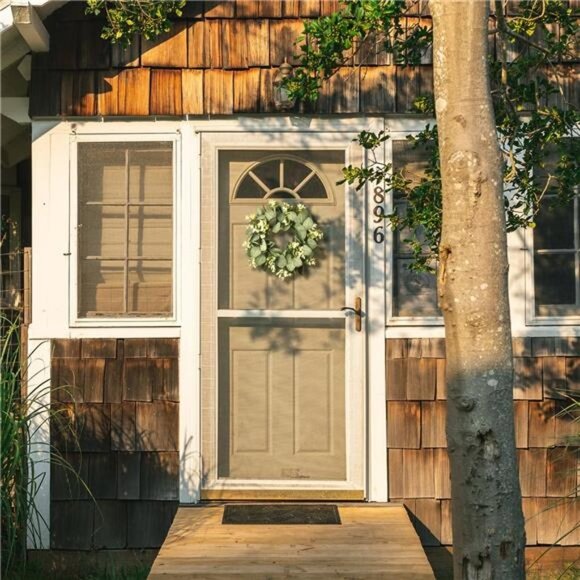 12" Artificial Eucalyptus Wreath for Front Door Small Spring Summer Wreath - Picture 7 of 8